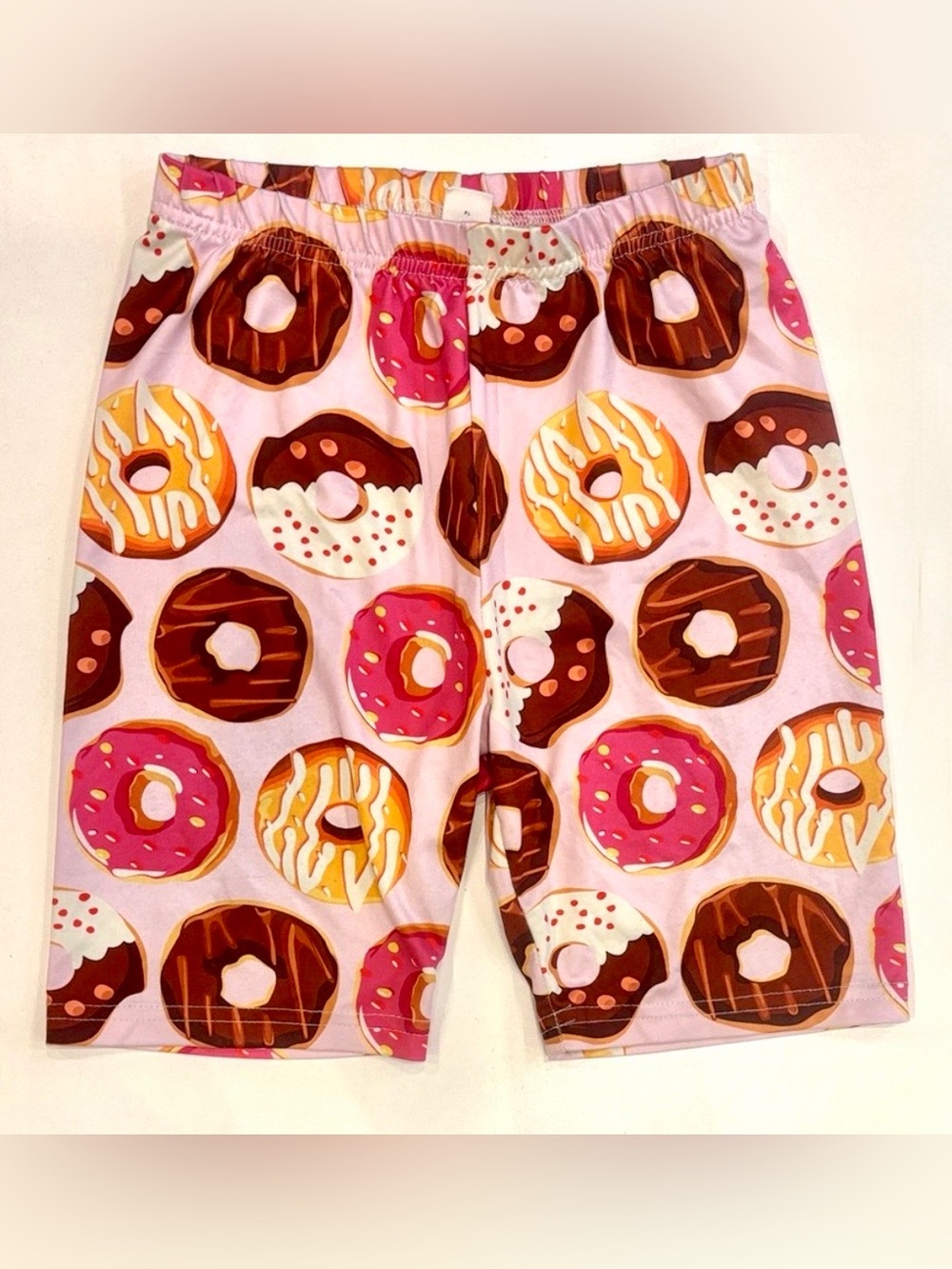 SHEIN Pink and Brown Donut Print Biker Shorts Size 9Y